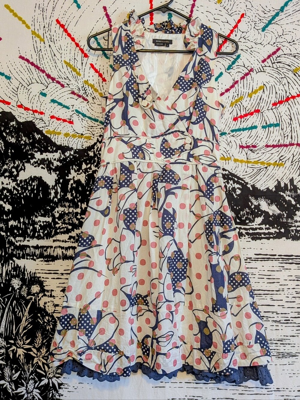Y2K Twee Floral Polka Dot Fit and Flare Dress
